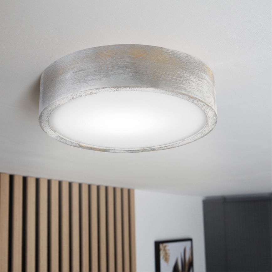 Brilagi - Kattovalaisin PINO 1xE27/15W/230V mänty/hopeanvärinen halkaisija 27,5 cm