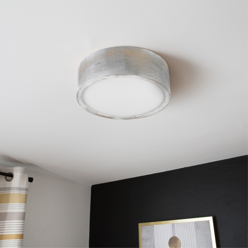 Brilagi - Kattovalaisin PINO 1xE27/15W/230V mänty/hopeanvärinen halkaisija 27,5 cm