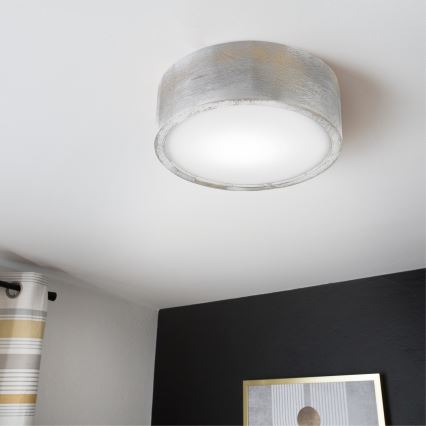 Brilagi - Kattovalaisin PINO 1xE27/15W/230V mänty/hopeanvärinen halkaisija 27,5 cm