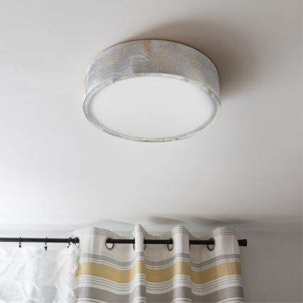 Brilagi - Kattovalaisin PINO 2xE27/15W/230V mänty/hopeanvärinen halkaisija 37,5 cm