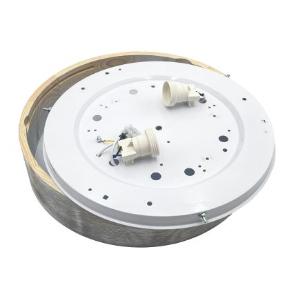 Brilagi - Kattovalaisin PINO 2xE27/15W/230V mänty/hopeanvärinen halkaisija 37,5 cm