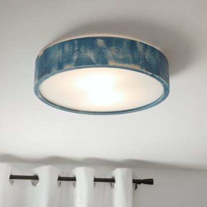 Brilagi - Kattovalaisin PINO 2xE27/15W/230V mänty/sininen halkaisija 37,5 cm