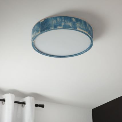 Brilagi - Kattovalaisin PINO 2xE27/15W/230V mänty/sininen halkaisija 37,5 cm