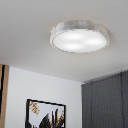 Brilagi - Kattovalaisin PINO 3xE27/15W/230V mänty/hopea, halkaisija 47,5 cm