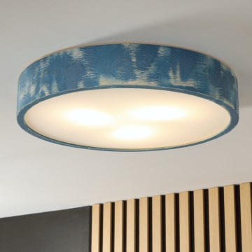 Brilagi - Kattovalaisin PINO 3xE27/15W/230V, mänty/sininen, halkaisija 47,5 cm