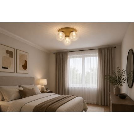 BRILAGI - Kattovalaisin STELLA 3xE27/60W/230V Ø 35 cm beige/kultainen