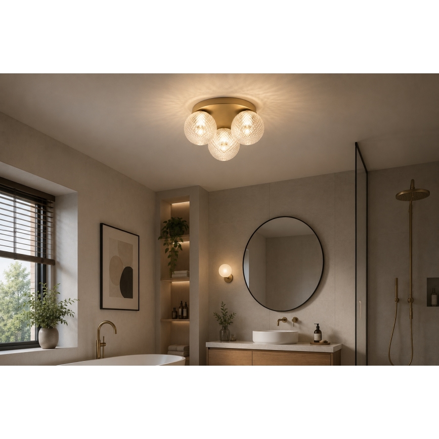 BRILAGI - Kattovalaisin STELLA 3xE27/60W/230V Ø 35 cm beige/kultainen