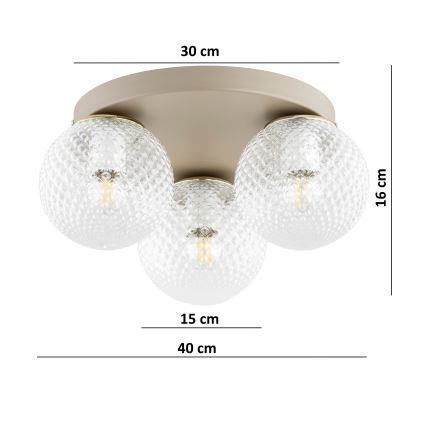 BRILAGI - Kattovalaisin STELLA 3xE27/60W/230V Ø 35 cm beige/kultainen