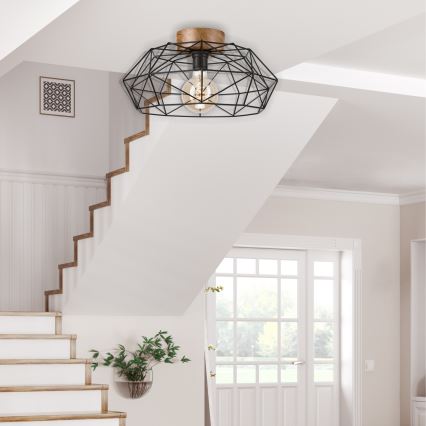 Brilagi - Kattovalaisin WOODY BASKET 1xE27/60W/230V Ø 40 cm tammi/pähkinä