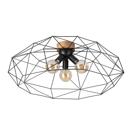 Brilagi - Kattovalaisin WOODY BASKET 3xE27/60W/230V halkaisija 80 cm tammi