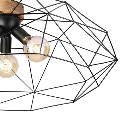 Brilagi - Kattovalaisin WOODY BASKET 3xE27/60W/230V halkaisija 80 cm tammi