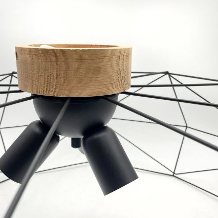 Brilagi - Kattovalaisin WOODY BASKET 3xE27/60W/230V halkaisija 80 cm tammi