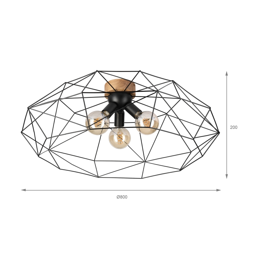 Brilagi - Kattovalaisin WOODY BASKET 3xE27/60W/230V halkaisija 80 cm tammi