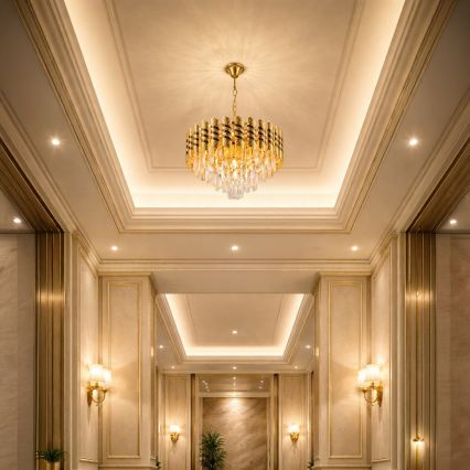 Brilagi - Ketjulla ripustettava kattokruunu CRISTAL 5xE14/40W/230V Ø 38 cm