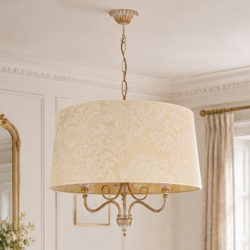 BRILAGI - Ketjulla ripustettava kattokruunu SONIA, 3 x E27 (max 15 W), 230 V, halkaisija 56 cm, kermanvärinen/patina
