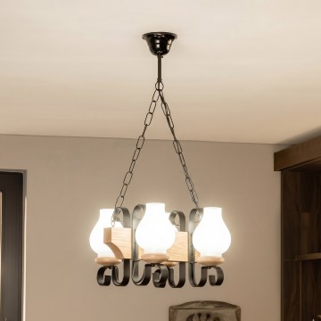 Brilagi - Ketjulla ripustettava QUEEN-kattokruunu 4xE14/40W/230V, tammi