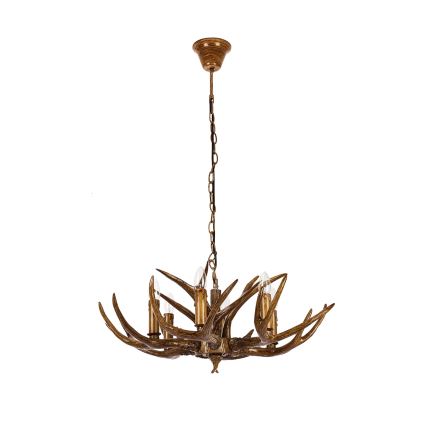 Brilagi - Ketjulla roikkuva kattokruunu DEER 6xE14/10W/230V, Ø 70 cm, peuran sarvet