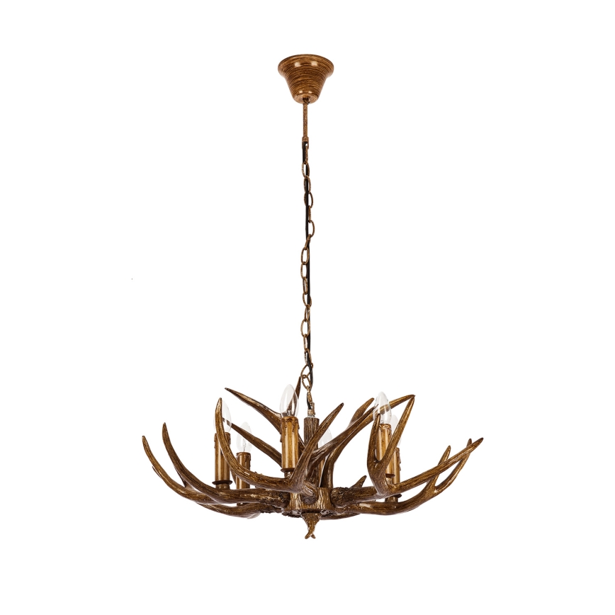 Brilagi - Ketjulla roikkuva kattokruunu DEER 6xE14/10W/230V, Ø 70 cm, peuran sarvet