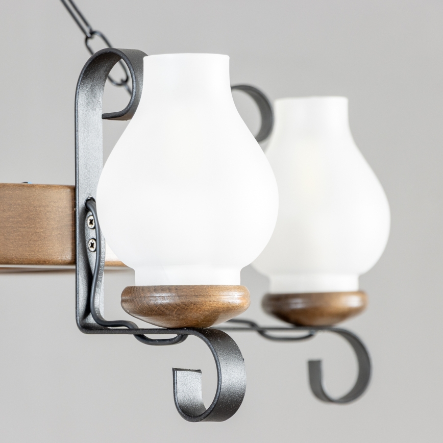 Brilagi - Ketjulla roikkuva kattokruunu ROATA 5xE14/40W/230V, halkaisija 70 cm pyökki/pähkinä