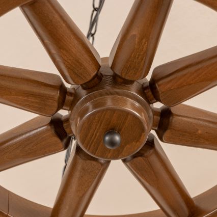 Brilagi - Ketjulla roikkuva kattokruunu ROATA 5xE14/40W/230V, halkaisija 70 cm pyökki/pähkinä