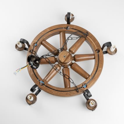 Brilagi - Ketjulla roikkuva kattokruunu ROATA 5xE14/40W/230V, halkaisija 70 cm pyökki/pähkinä