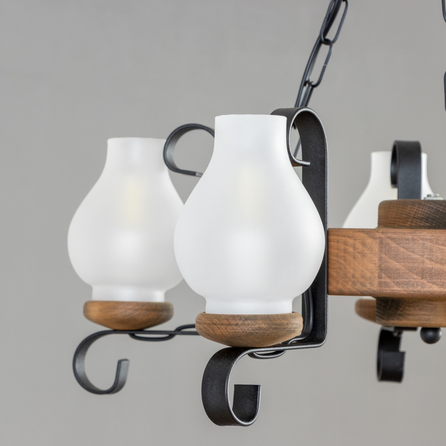 Brilagi - Ketjulla roikkuva kattokruunu ROATA 5xE14/40W/230V Ø 50 cm pyökki