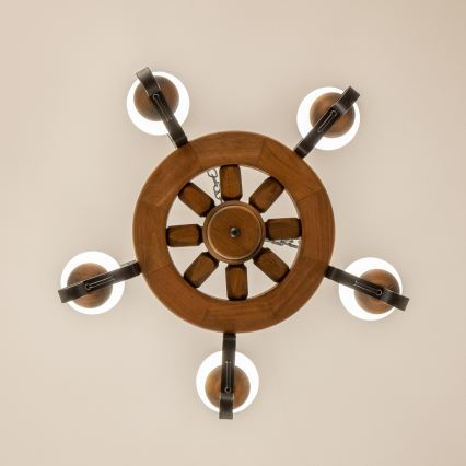 Brilagi - Ketjulla roikkuva kattokruunu ROATA 5xE14/40W/230V Ø 50 cm pyökki