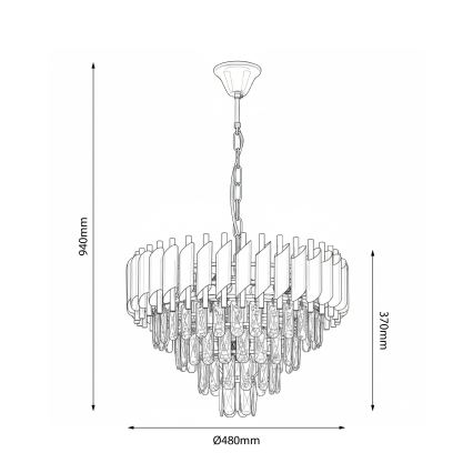 Brilagi - Ketjulla roikkuva kattovalaisin ECLIPSE 7xE14/10W/230V, halkaisija 48 cm, musta/kultainen