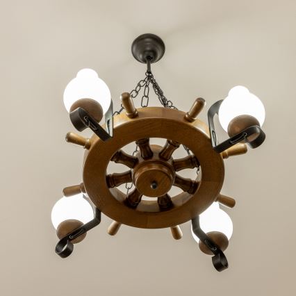 Brilagi - Ketjulla roikkuva TIMONA-kattokruunu 4xE14/40W/230V Ø 50 cm, pyökki/pähkinä