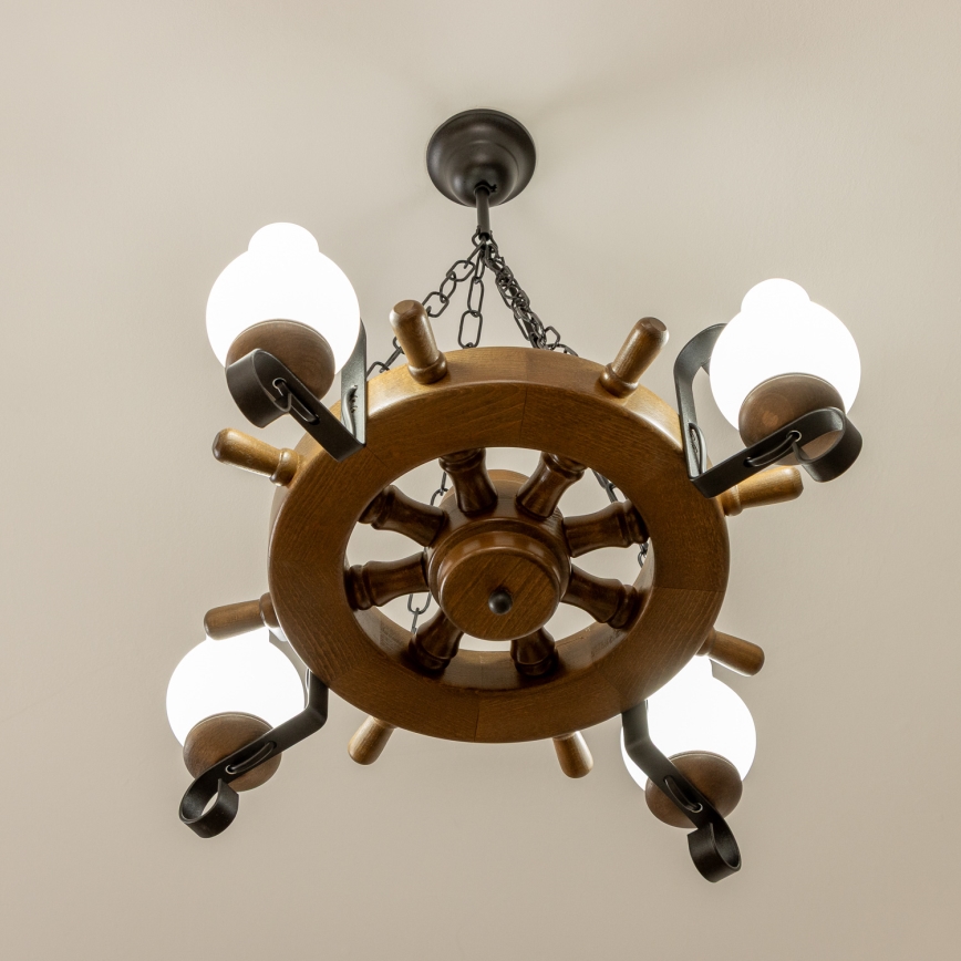 Brilagi - Ketjulla roikkuva TIMONA-kattokruunu 4xE14/40W/230V Ø 50 cm, pyökki/pähkinä