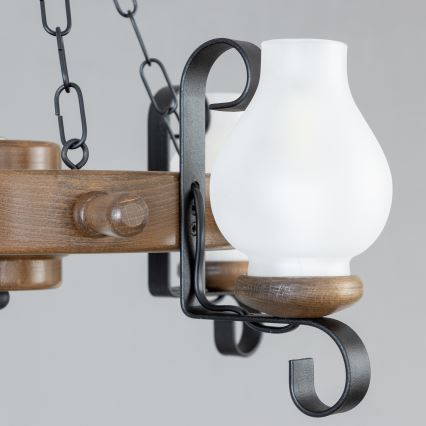 Brilagi - Ketjulla roikkuva TIMONA-kattokruunu 4xE14/40W/230V Ø 50 cm, pyökki/pähkinä