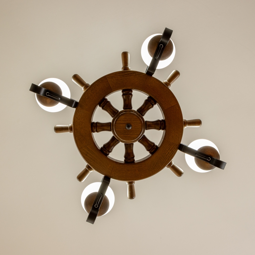 Brilagi - Ketjulla roikkuva TIMONA-kattokruunu 4xE14/40W/230V Ø 50 cm, pyökki/pähkinä