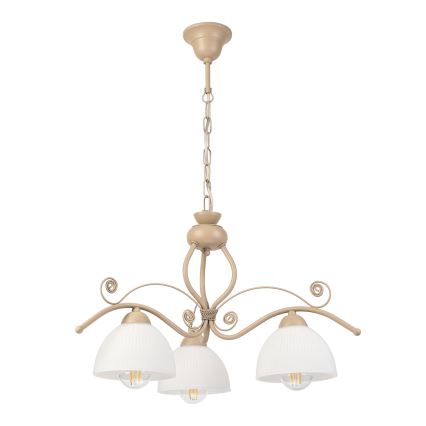 Brilagi - Ketjulla varustettu kattokruunu ANTICO MODERN 3xE27/60W/230V beige