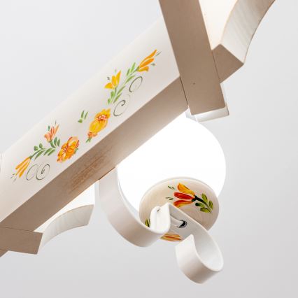 Brilagi - Ketjulla varustettu riippuvalaisin QUEEN 6xE14/40W/230V pyökki/kerma