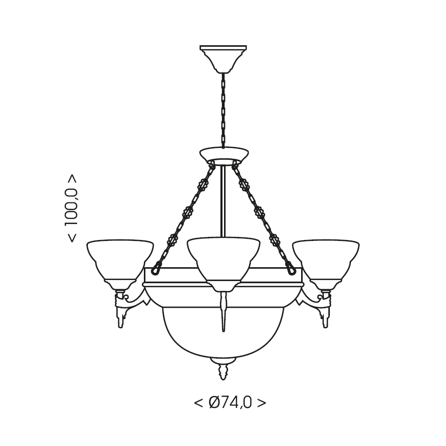 Brilagi - Ketjullinen kattokruunu DAHLIA 6xE27/40W/230V Ø 74 cm, messinki