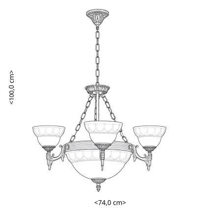 BRILAGI - Ketjullinen kattokruunu DAHLIA 6xE27/40W/230V Ø 74 cm, messinki