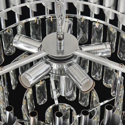 Brilagi - Ketjullinen kattokruunu ECLIPSE 7xE14/10W/230V, halkaisija 48 cm, hopea