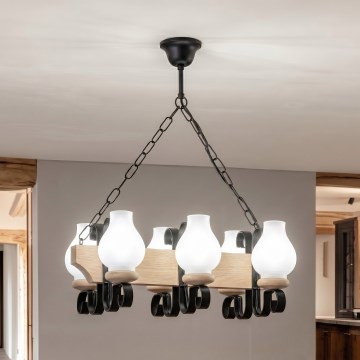 Brilagi - Ketjullinen kattokruunu QUEEN 6xE14/40W/230V tammi