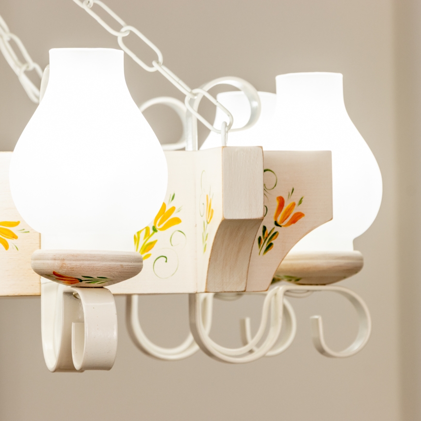 Brilagi - Ketjullinen kattokruunu QUEEN 8xE14/40W/230V pyökki/kerma