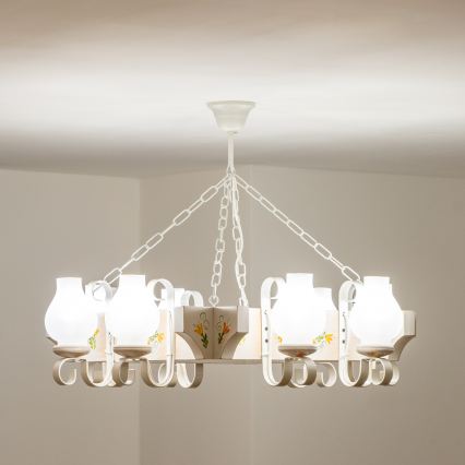 Brilagi - Ketjullinen kattokruunu QUEEN 8xE14/40W/230V pyökki/kerma