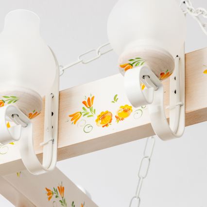 Brilagi - Ketjullinen kattokruunu QUEEN 8xE14/40W/230V pyökki/kerma