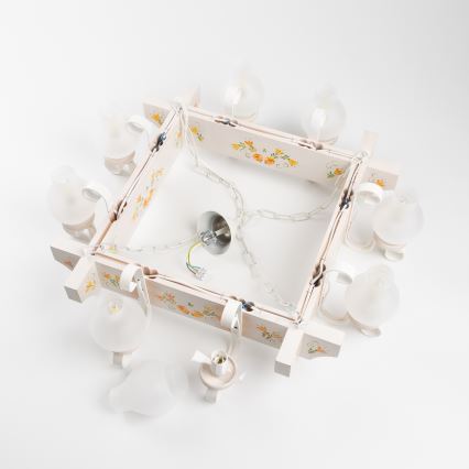 Brilagi - Ketjullinen kattokruunu QUEEN 8xE14/40W/230V pyökki/kerma