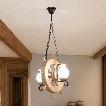 Brilagi - Ketjullinen kattokruunu TIMONA 2xE14/40W/230V tammi