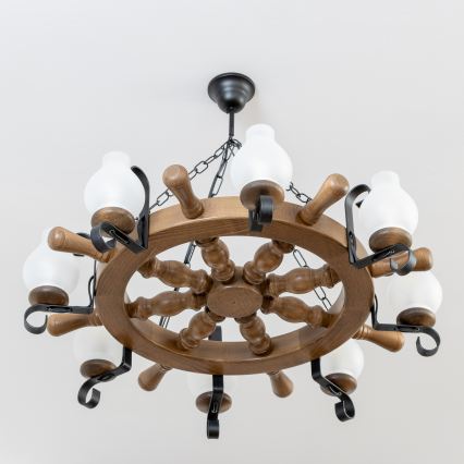 Brilagi - Ketjullinen kattokruunu TIMONA 8xE14/40W/230V halkaisija 70 cm pyökki/saksanpähkinä