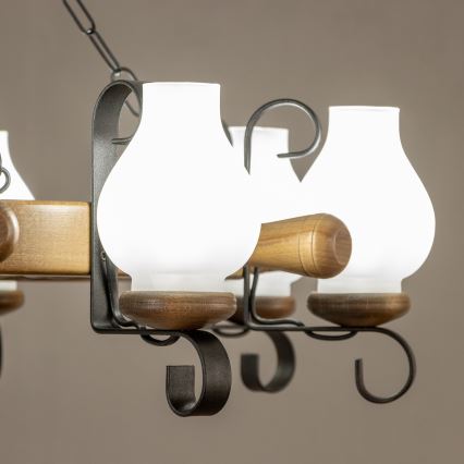 Brilagi - Ketjullinen kattokruunu TIMONA 8xE14/40W/230V halkaisija 70 cm pyökki/saksanpähkinä