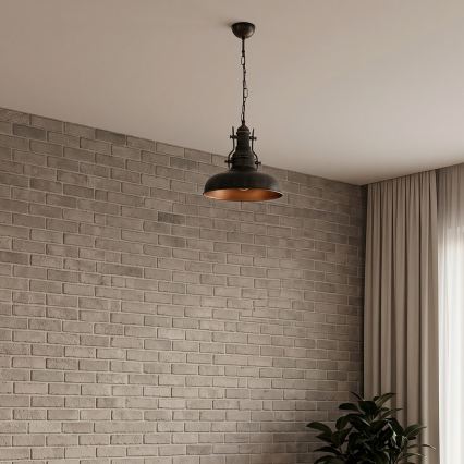Brilagi - Ketjullinen riippuvalaisin PYRONIC 1xE27/40W/230V, halkaisija 32 cm, pronssi/patina