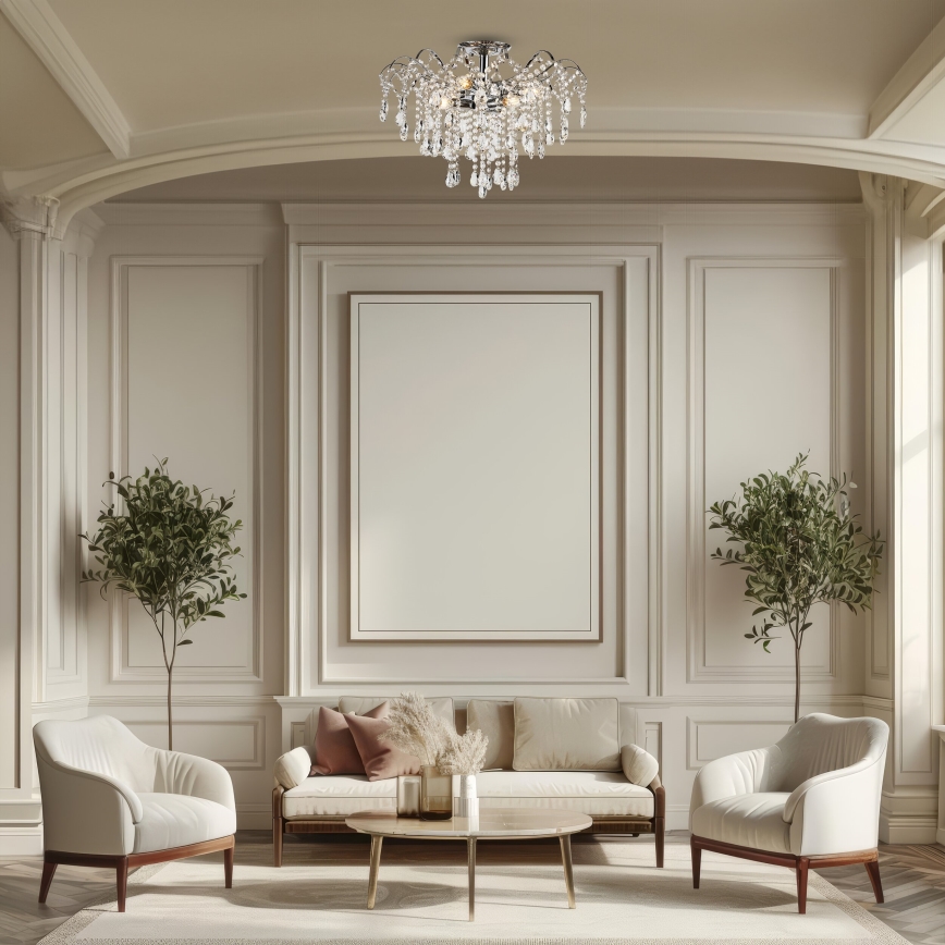 Brilagi - Kiinteä kattokruunu CRYSTAL 6xE14/60W/230V kiiltävä kromi