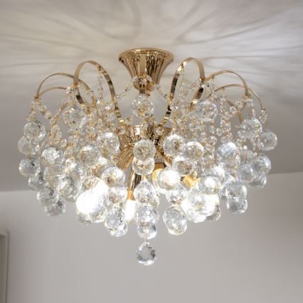Brilagi - Kiinteä kattokruunu CRYSTAL 6xE14/60W/230V kulta