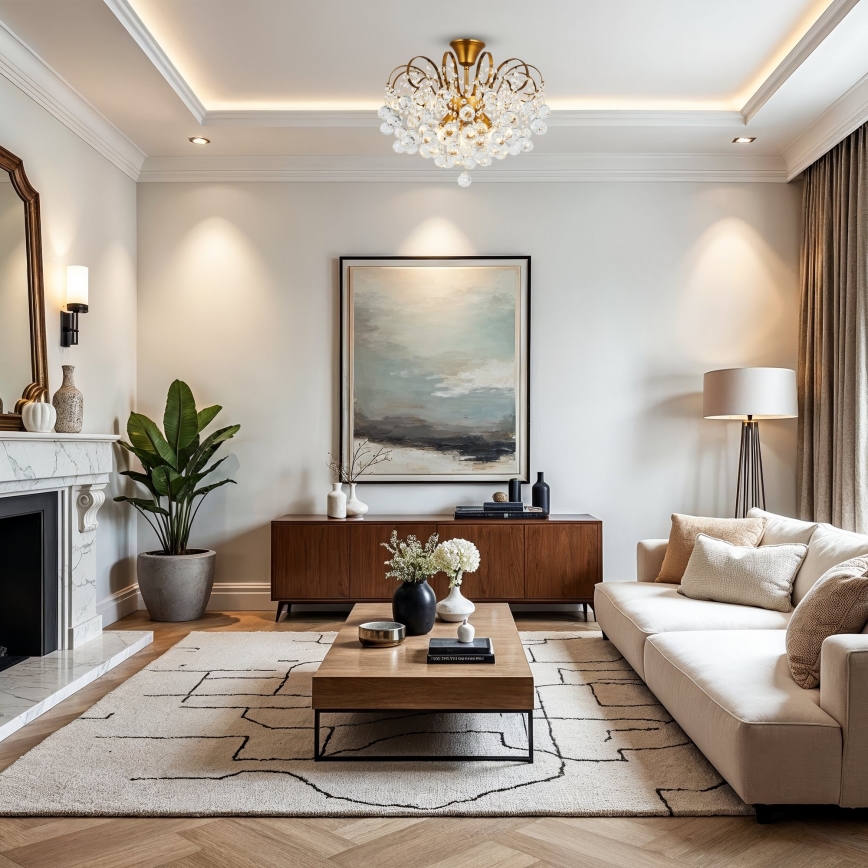 Brilagi - Kiinteä kattokruunu CRYSTAL 6xE14/60W/230V pronssi