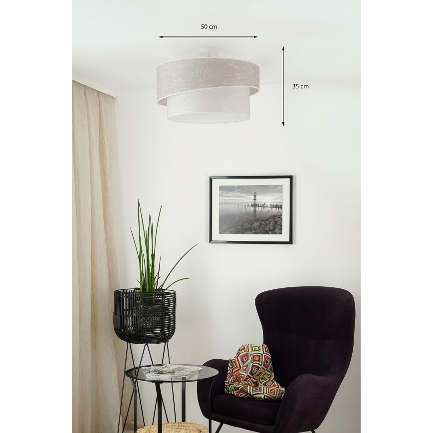 Brilagi - Kiinteä kattokruunu DOVER SHINE 1xE27/15W/230V halkaisija 50 cm harmaa/kerma